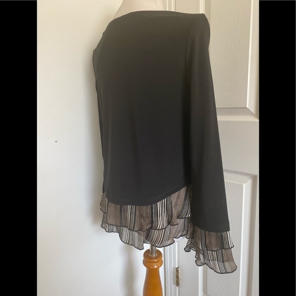 Joseph Ribkoff Black/Gold Ruffle Trim Top - Picture 5 of 10